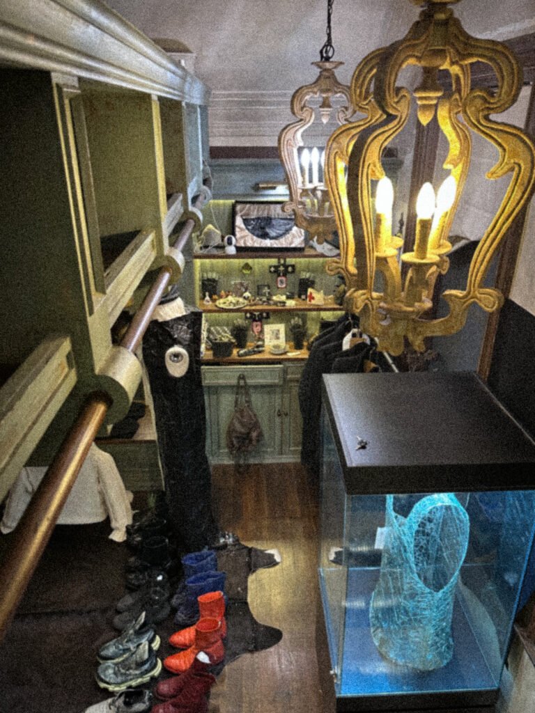 Pendant lanterns, accessories and footwear in the SECTION space.
